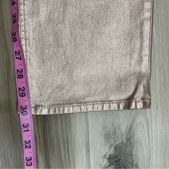 Express Ladies Rose Gold High Waisted Metallic Coated Modern Straight Jeans NWT - Picture 12 of 12
